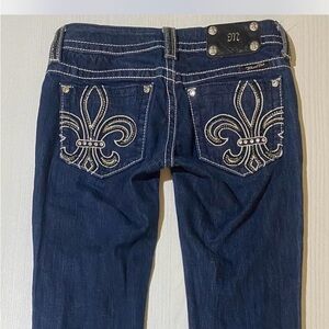 Miss Me Women's Dark Blue Fleur-de-Lis Jeans